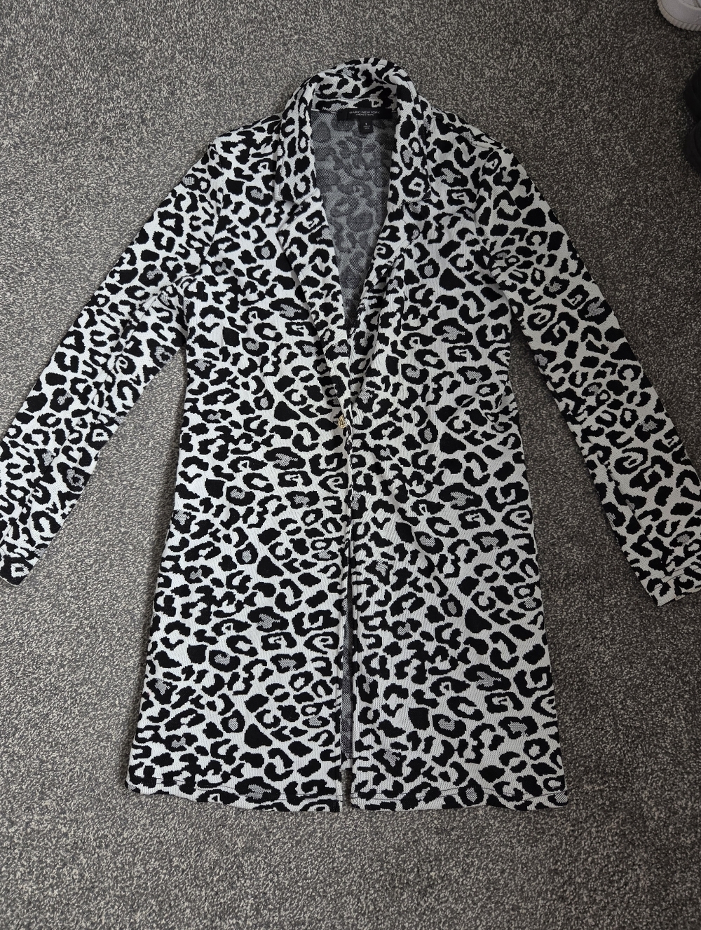 Marc New York Black and White Leopard Print Coat
